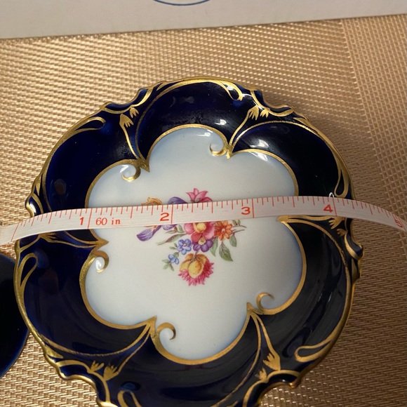 2 JLMENAU - ECHT KOBALT TRINKET dishes, one on pedestal. Beautiful. Vintage - Picture 4 of 7